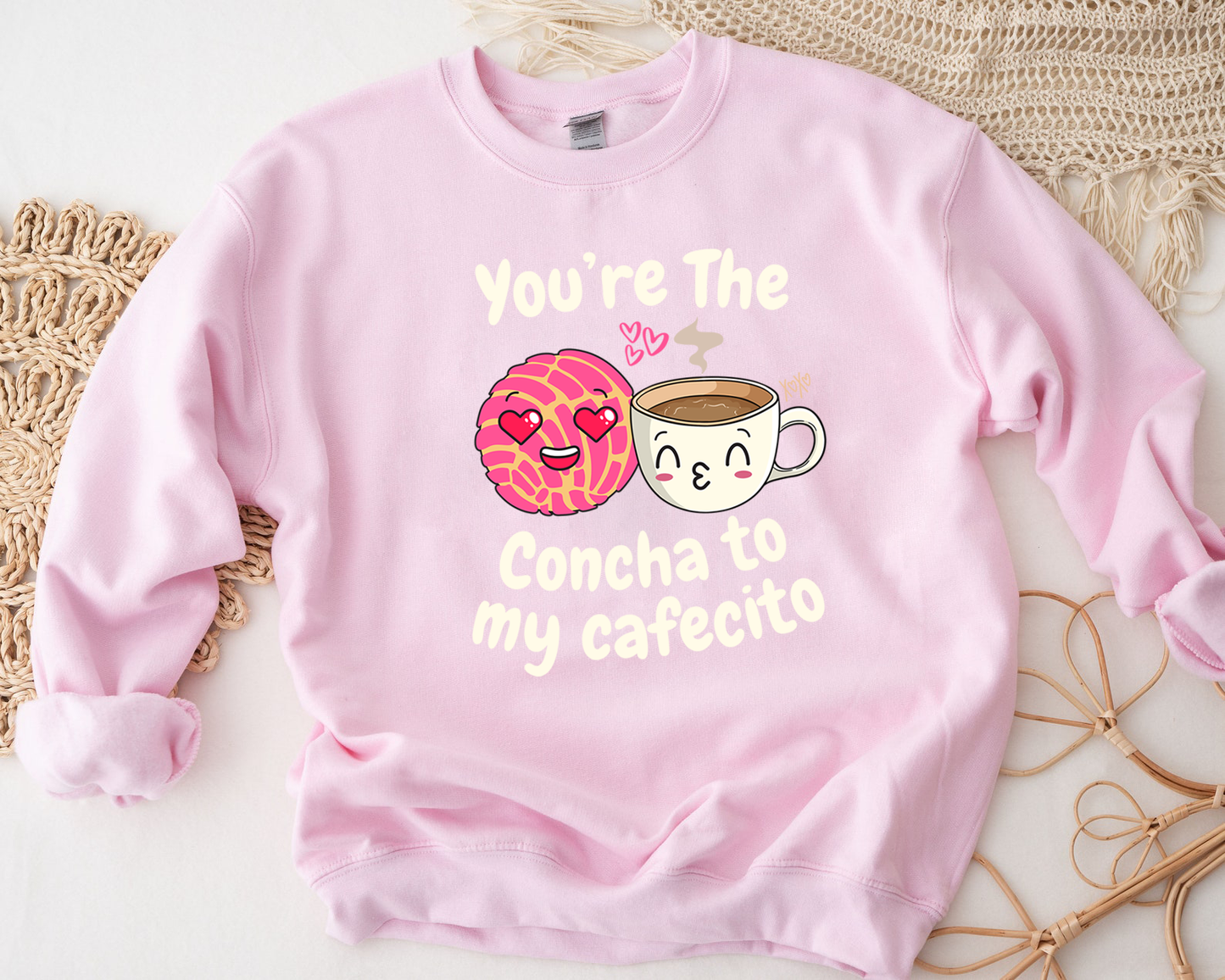 Pink The Concha to my Cafecito Sweatshirt, Latina Spanish Gift