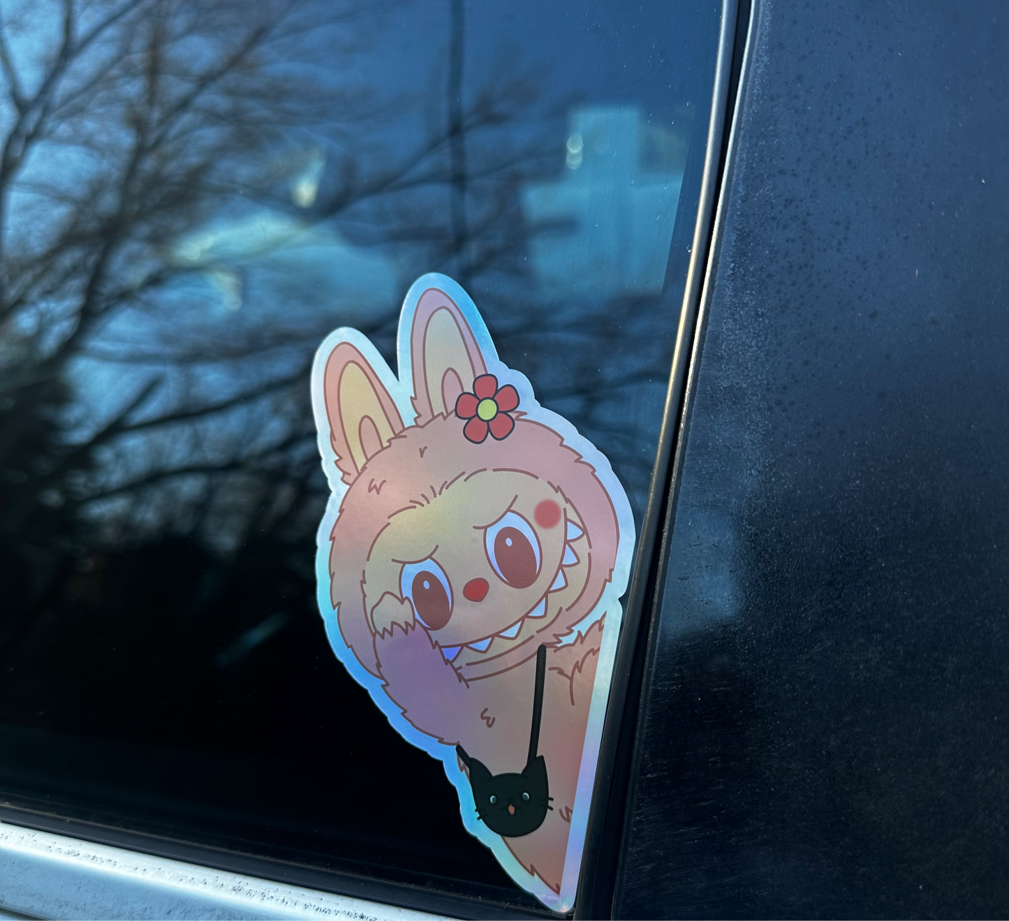 Cute Labubu Holographic Decal, Car Vinyl Sticker