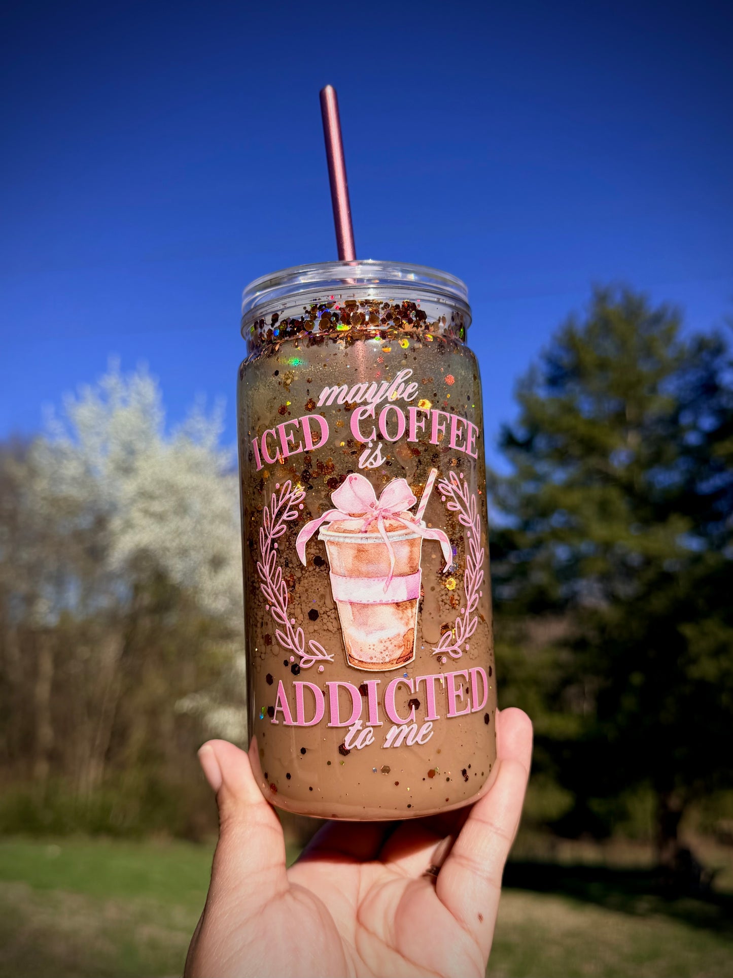Coffee snowglobe 16oz Cup , Plastic 16oz Coffee Cup, Coffee Lover