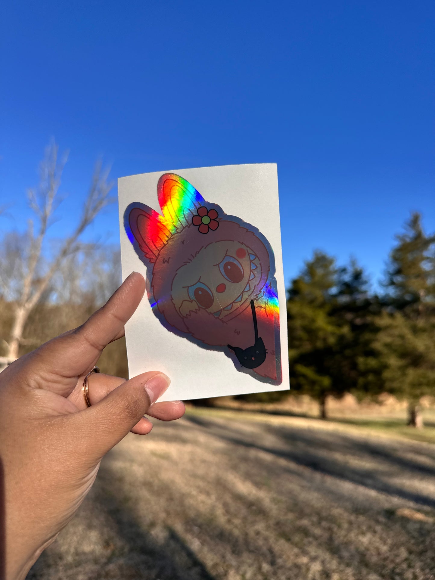 Cute Labubu Holographic Decal, Car Vinyl Sticker