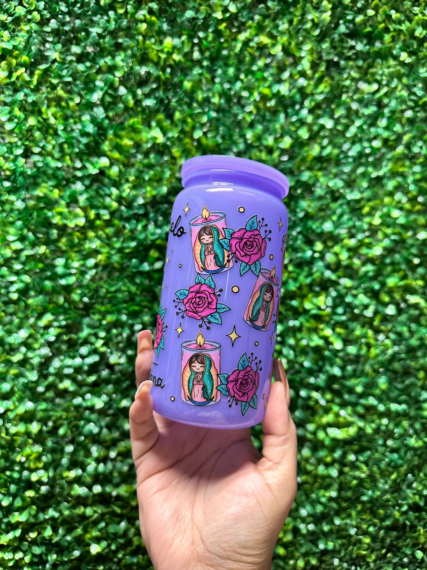 Purple Virgen Cup, Plastic 16oz Cup, Christmas Gift