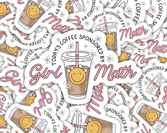 Girl Math Sticker Decal, Iced Coffee Stickers, Pink Girly Vinyl Stickers