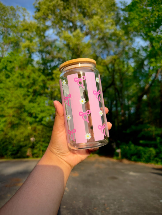 Spring Collection Glass Cup, Mothers day gift, Iced Coffee Cup