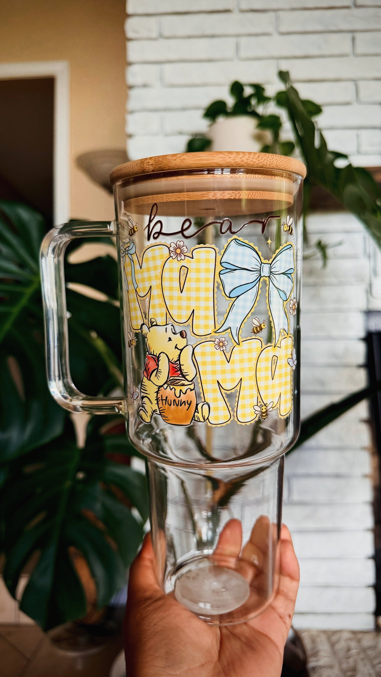 Mama Bear 40oz Cup , Glass Cup, Coffee Lover