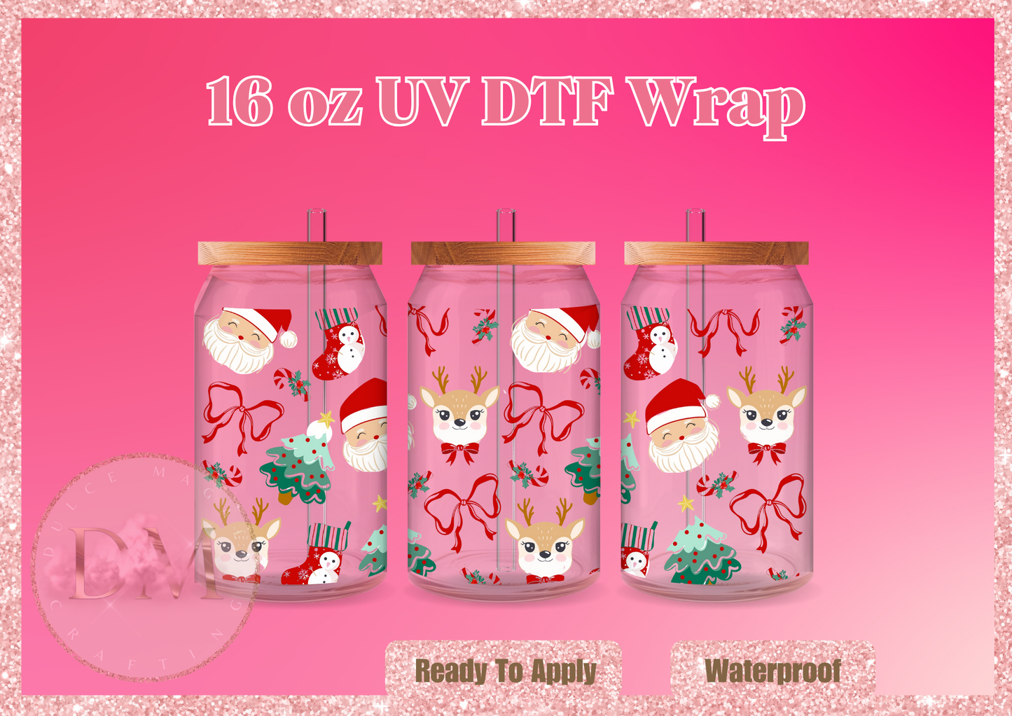 Christmas Reindeer Santa UVDTF Wrap