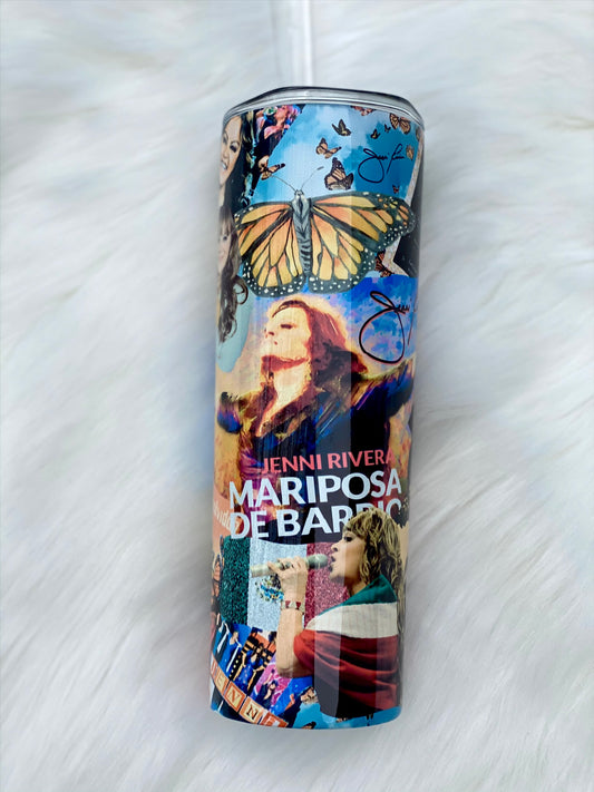 Jenny Rivera Tumbler, Mariposa De Barrio Skinny Tumbler, 20oz Tumbler, Travel Coffee Mug, Custom Tumbler