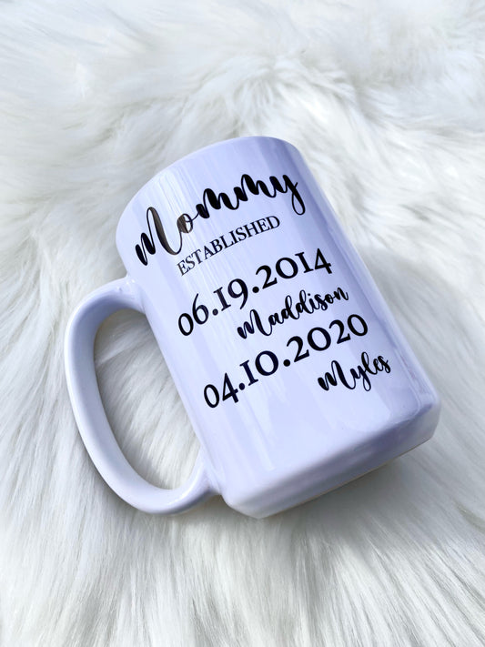 Mommy Established Mug, Mother Coffee Mug, Mom Gift, Mother’s Day Gift