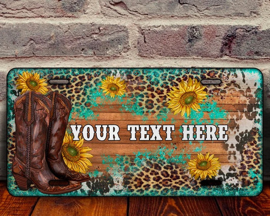 Western Personalized License Plate, Sunflower Plates, Personalized Plates , Cow Girl Gift