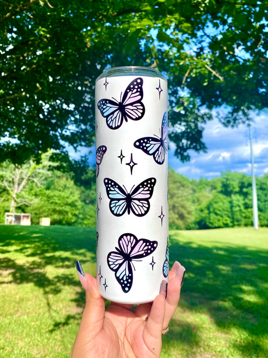 Colorful Butterflies Tumbler, 20oz Skinny Tumbler