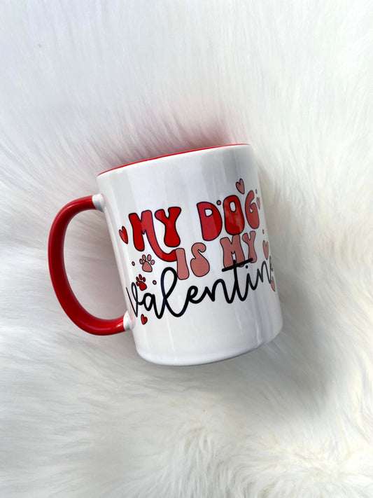 Valentines Mug, Dog Mug, Red Coffee Mug, 11 oz Coffee Gift, Coffee Mug, Valentines Gift, Resuable Cup