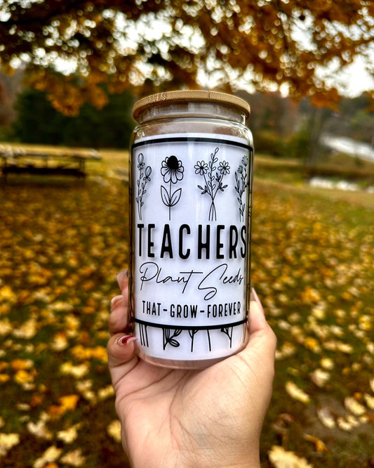 Teacher Glass Cup, Teacher Gift, 16oz Libby Glass