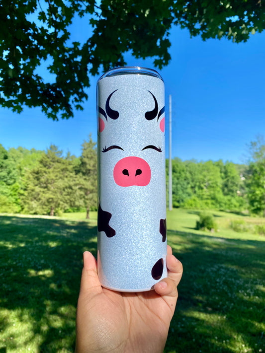 Cute Cow Tumbler, Cow Tumbler, 20oz Skinny Tumbler